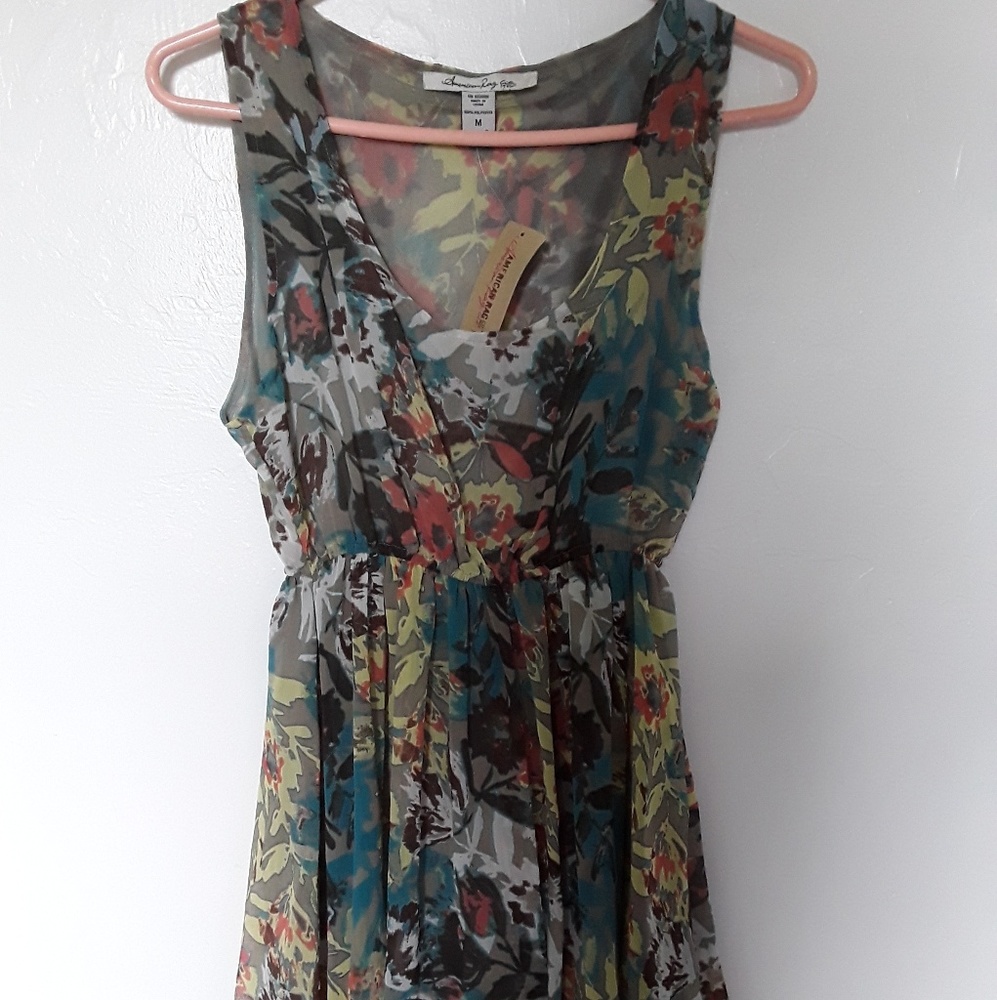 American Rag women sleeves A-line Flower dress size M New